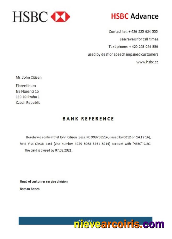 Czech Republic HSBC closure reference